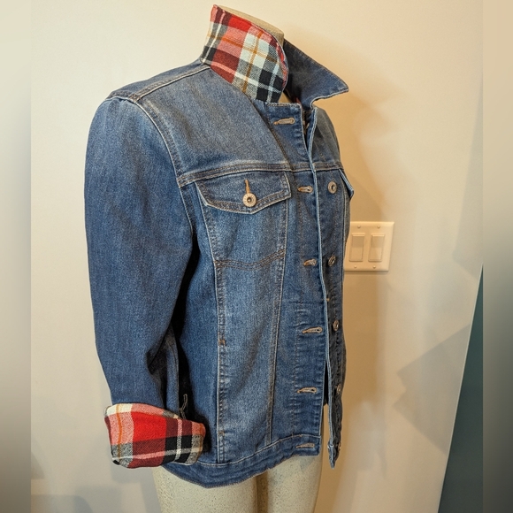 Denim Jacket with Plaid Lining By Parasuco Women's Size M - Picture 3 of 11